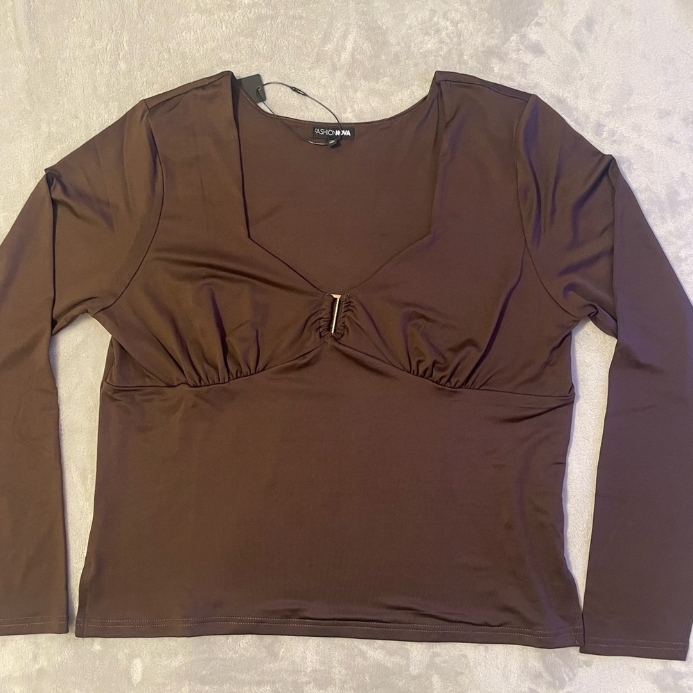 Fashion Nova Chocolate Long Sleeve Top